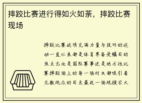 摔跤比赛进行得如火如荼，摔跤比赛现场